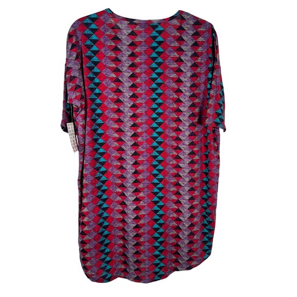 LuLaRoe IRMA Diamonds Triangles Red Black Hi-Purple Low Tunic Top Shirt SMALL S - Picture 4 of 6